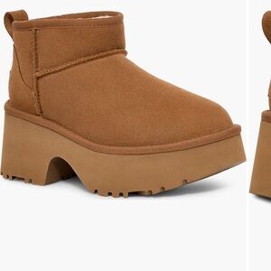 UGG Tan Suede Ankle Boots with Plush Lining and platform size 9 NWT